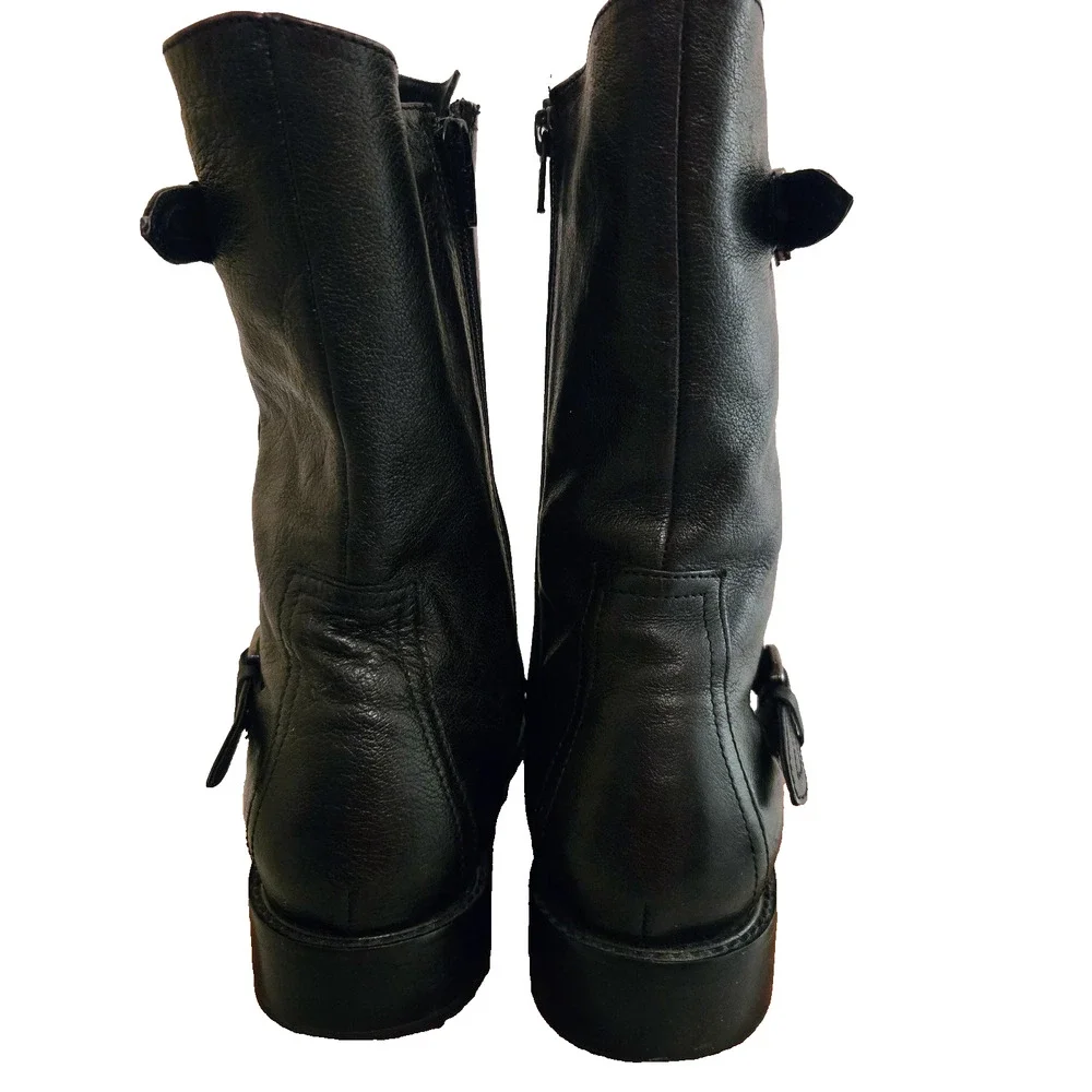 Vintage Johnston & Murphy black leather moto boots Model #78-51101 size 9
